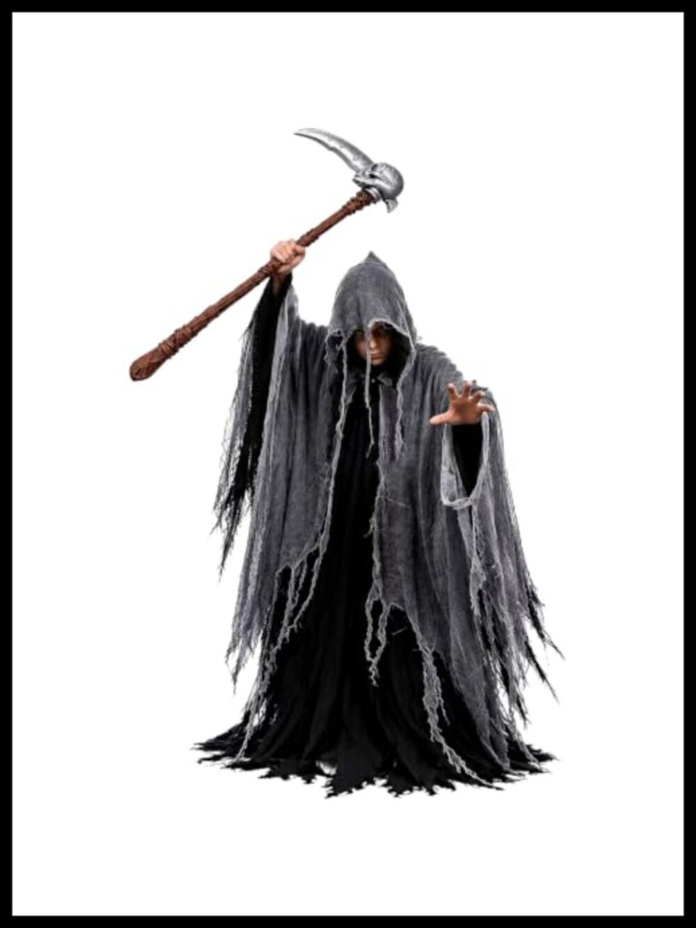 Kids Grim Reaper Hooded Cape Costume Set Scythe Prop Cosplay